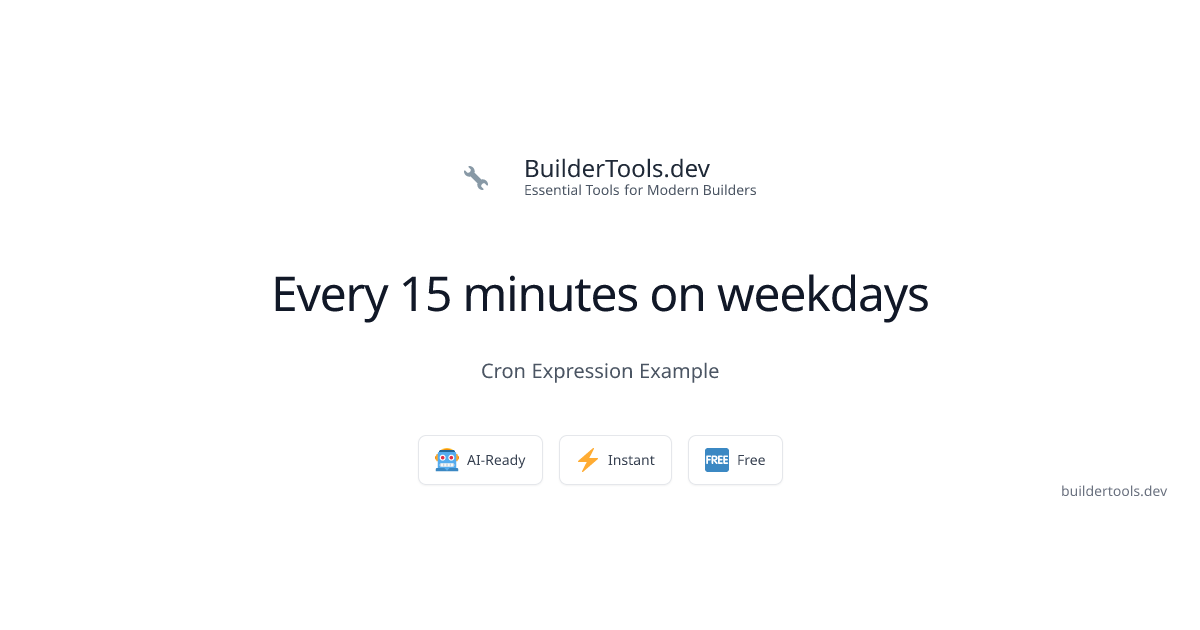 15Min Weekdays Cron (*/15 * * * 1-5) | BuilderTools.dev